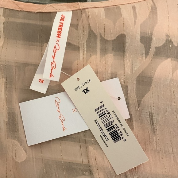 NWT JOE FRESH ROXY EARLE Peach Sparkle Long Sleeve Blouse 1X - Picture 9 of 11